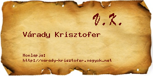 Várady Krisztofer névjegykártya